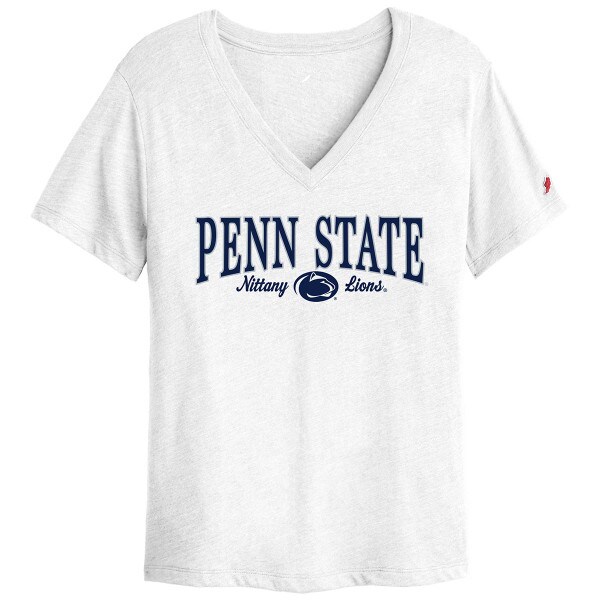 women's short sleeve white v-neck t-shirt with Penn State Nittany Lions and Athletic Logo